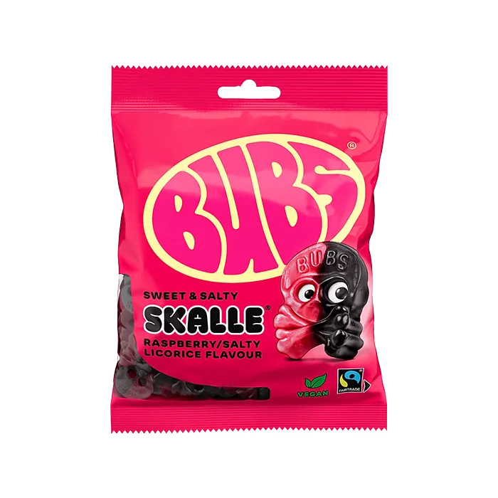 Bubs -  Sweet & Salty Skalle Raspberry Salty Licorice (90 g)